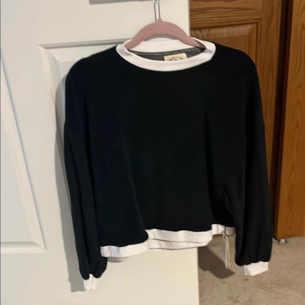 NWT Electric & Rose Black and White Terry Top